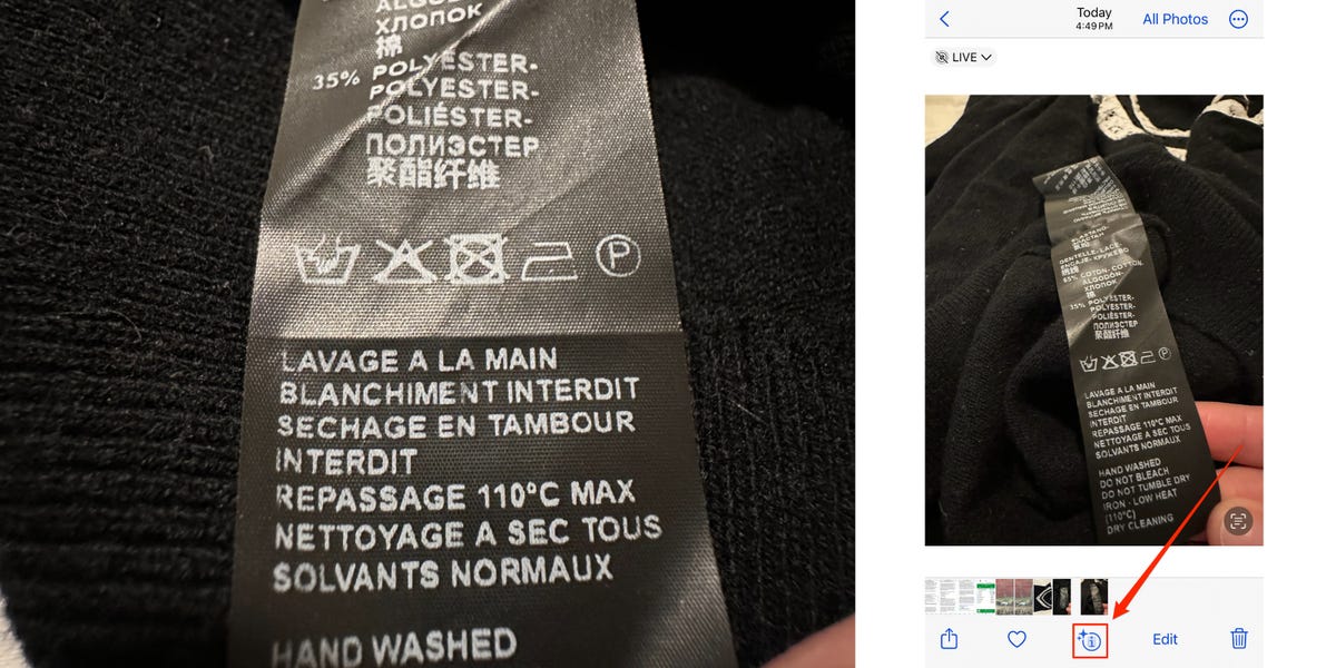 Votre iPhone peut traduire ces symboles énigmatiques sur les étiquettes des vêtements – je l'ai essayé et je sais enfin comment laver ce pull